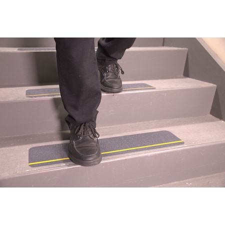 Handi Treads Adhesive Anti-Slip Treads 6"x 24"- Reflective Stripe Grit, PK4 HTTG0624RP4